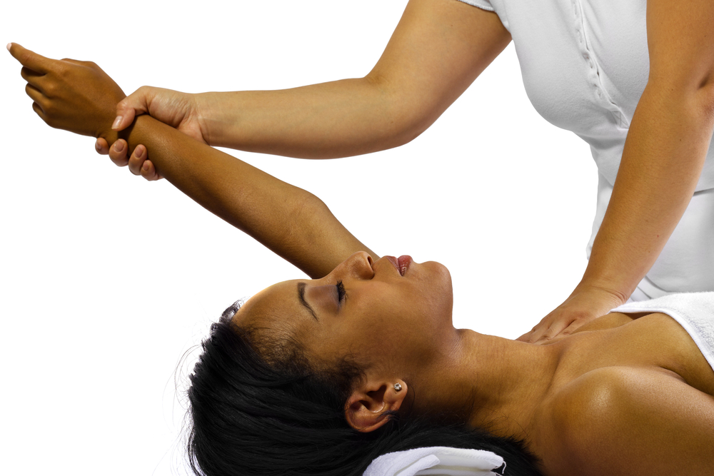 woman getting a total body stretch massage 